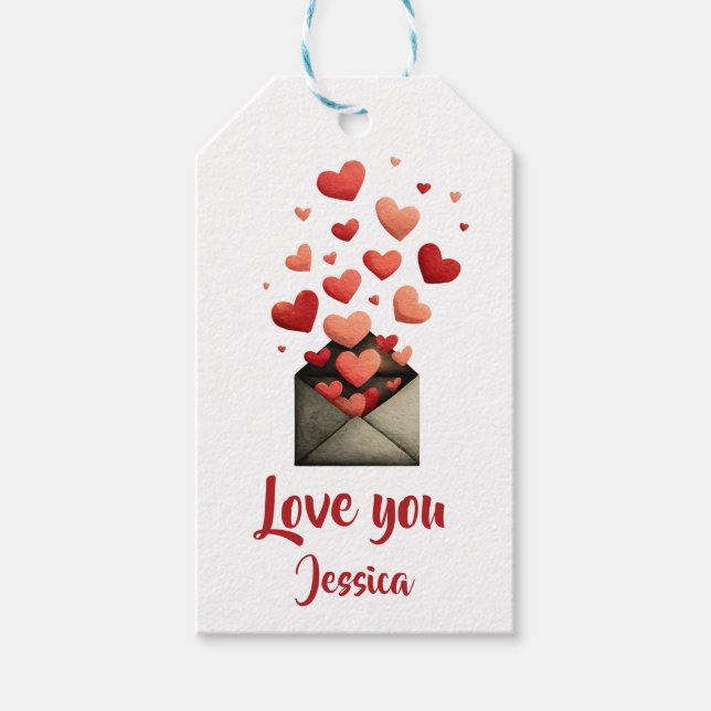 Liebe dich Valentinstag-Umschlag-Design Geschenkanhänger (Vorderseite)