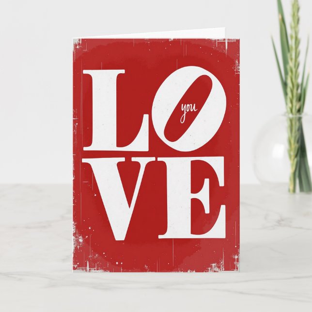 Liebe dich Vintage Style Karte (Vorderseite)