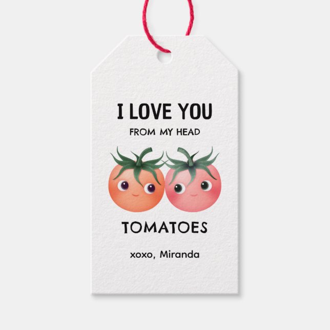 Liebe dich von meinen Herztomaten Valentiner Pärch Geschenkanhänger (Vorderseite)