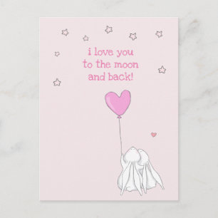 Liebe dich zum Mond und zurück! Niedliche Kaninche Postkarte