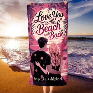 Liebe dich zum Strand und zurück Retro-Tropen-Paar Strandtuch