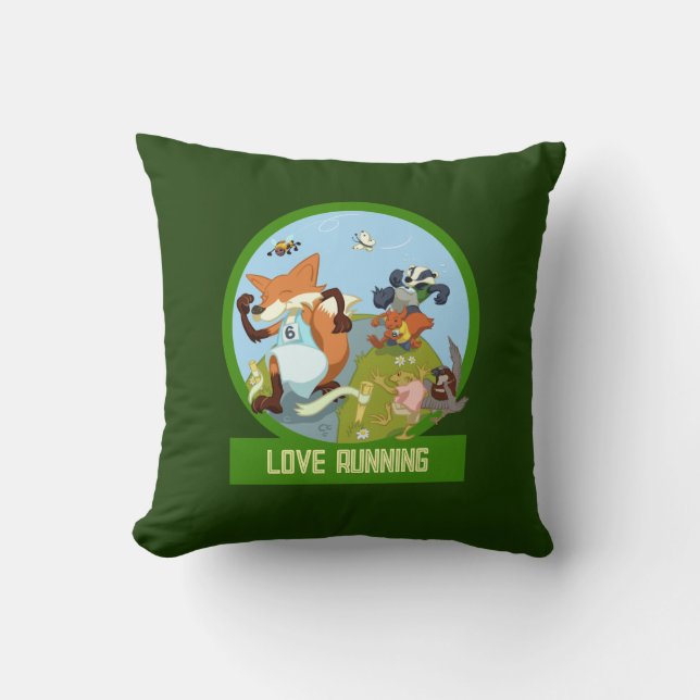 Liebe, die den Cartoon der Funny Woodland Animal R Kissen (Vorderseite)