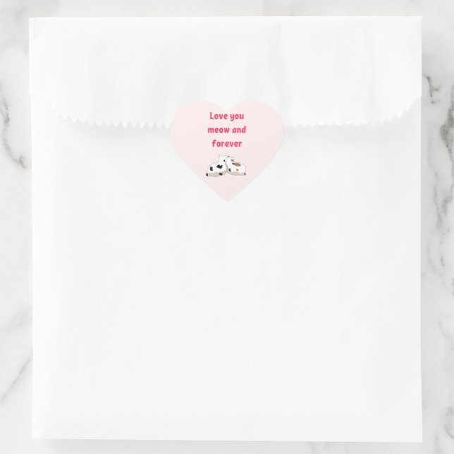 Liebe, die du meinst und für immer | Katzen Rosa V Herz-Aufkleber (Tasche)