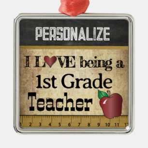Liebe, die ein 1. Grad-Lehrer   Vintag ist Silbernes Ornament