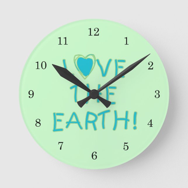 Liebe die Erde umweltsmäßig Runde Wanduhr (Vorderseite)