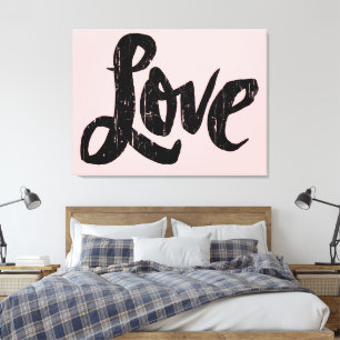 LIEBE, die ParisChic Bluch rosa schwarzes modernes Leinwanddruck