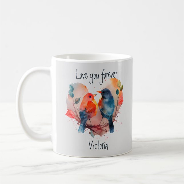 Liebe, die Sie für immer lieben, Ihren Namen anpas Kaffeetasse (Links)