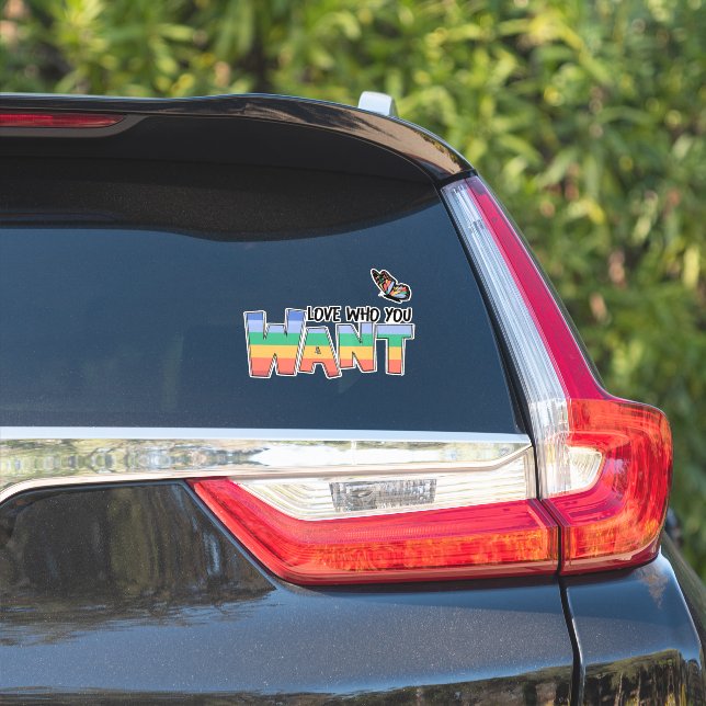 Liebe, die Sie Gewollt Regenbogen Aufkleber (Auto Seite)