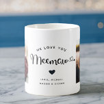 Liebe, die Sie Meemaw Herz Custom Zwei Foto Kaffee Kaffeetasse<br><div class="desc">Einfach und süß zwei Foto Kaffee Tasse für Oma: Das handgeschriebene Skript liest WE LIEBE YOU MEEMAW mit hübschen Herzen Schnörkel über Ihren Namen. Personalisieren Sie mit Ihren zwei Lieblings-Fotos und machen Sie dies zu einem modernen,  trendigen Sake-Geschenk für eine geliebte Großmutter.</div>