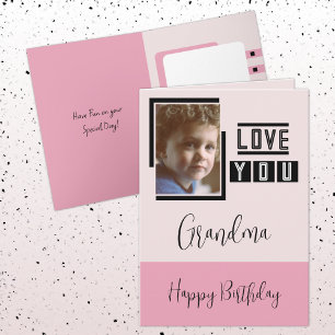 Liebe, die Sie Oma hinzufügen Foto Rosa Geburtstag Karte