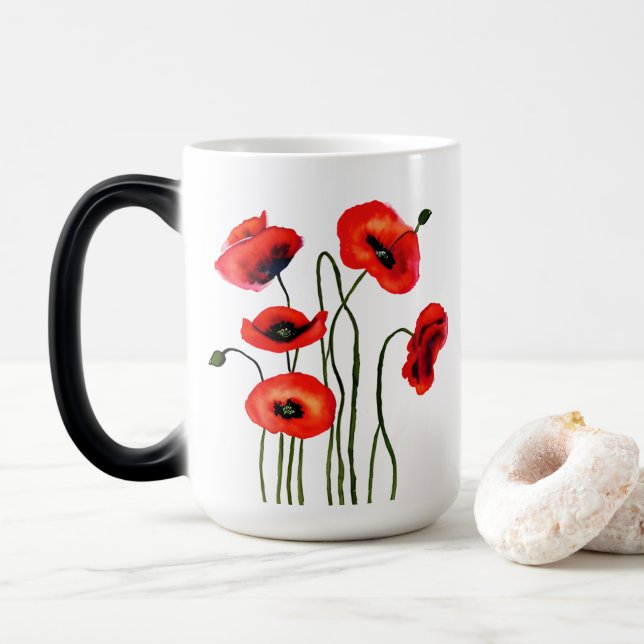Liebe, die Sie sehen | Rote Pflaumen in Aquarellen Verwandlungstasse (Mit Donut)