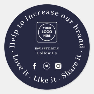 Liebe, die sie teilen   Navy Blue Logo Runder Aufkleber