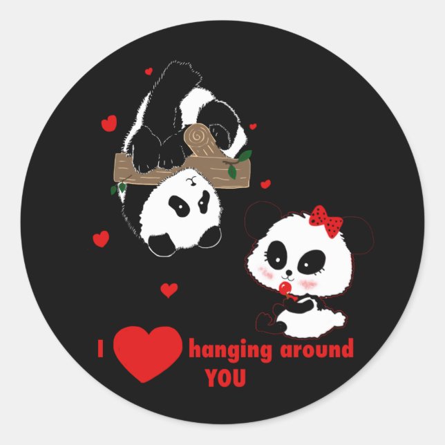 Liebe, die um Sie herum PANDA BEARS von LeahG Runder Aufkleber (Vorderseite)