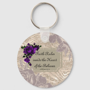 Liebe dieser Hübschen Gold Floral Key Kette. Faith Schlüsselanhänger