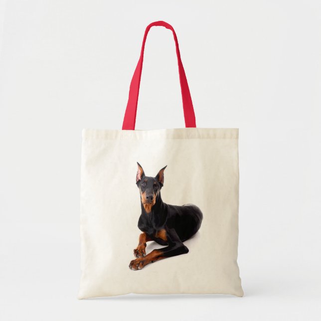 Liebe Doberman Pinscher Welpe Hund Tote Bag Tragetasche (Vorne)