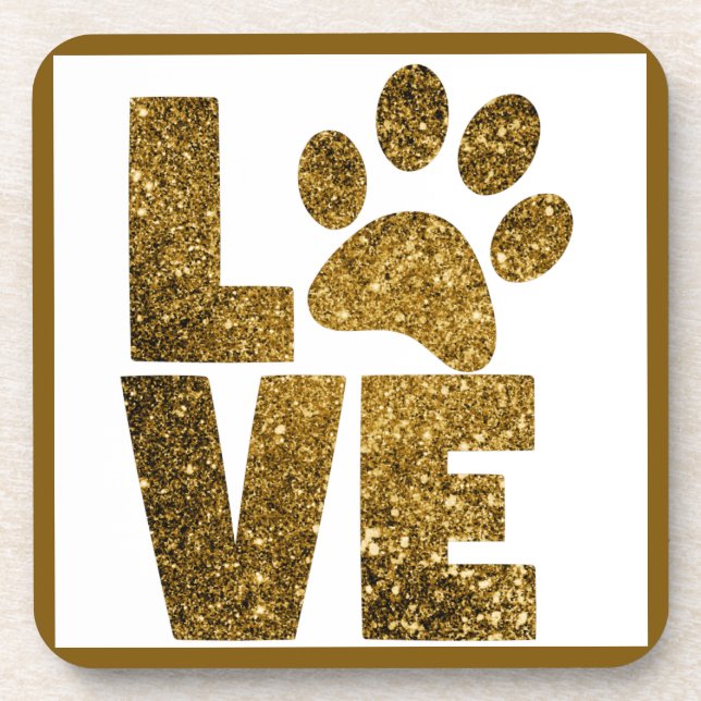 Liebe Dog Paws Pet Getränkeuntersetzer (Vorderseite)