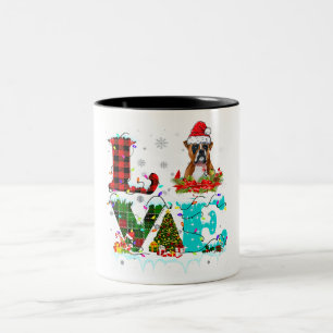 Liebe Dog Weihnachtsbaum Lighting Boxer Santa Love Zweifarbige Tasse