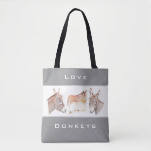 Liebe Donkeys Gray Tote Bag Tasche