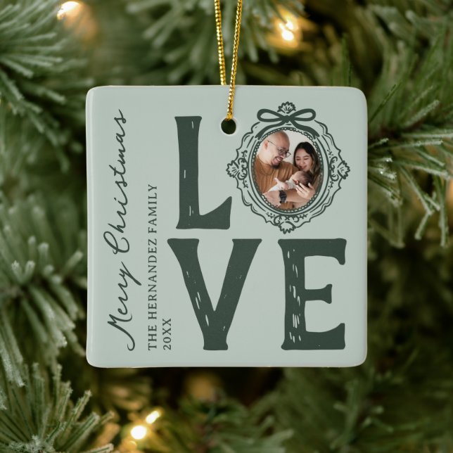 Liebe Doodle Foto Weihnachten Keramikornament (Baum)