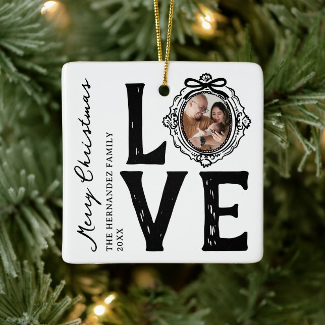 Liebe Doodle Foto Weihnachten Keramikornament (Baum)