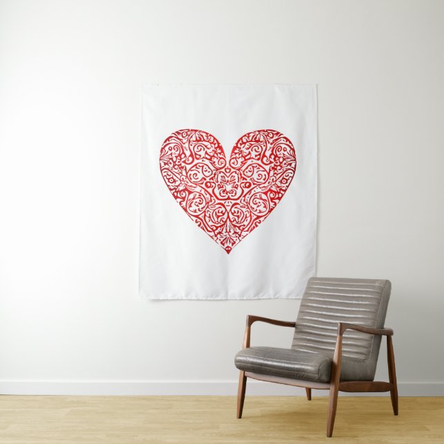 Liebe Doodle Heart Abstrakt Art, Nr. 02 Wandteppich (Beispiel)