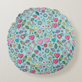 Liebe Doodle Tapestry Rundes Kissen