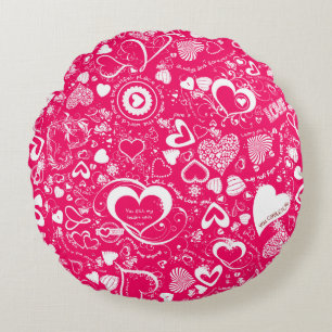 Liebe Doodles, rosa, runder Kissenkopf Rundes Kissen