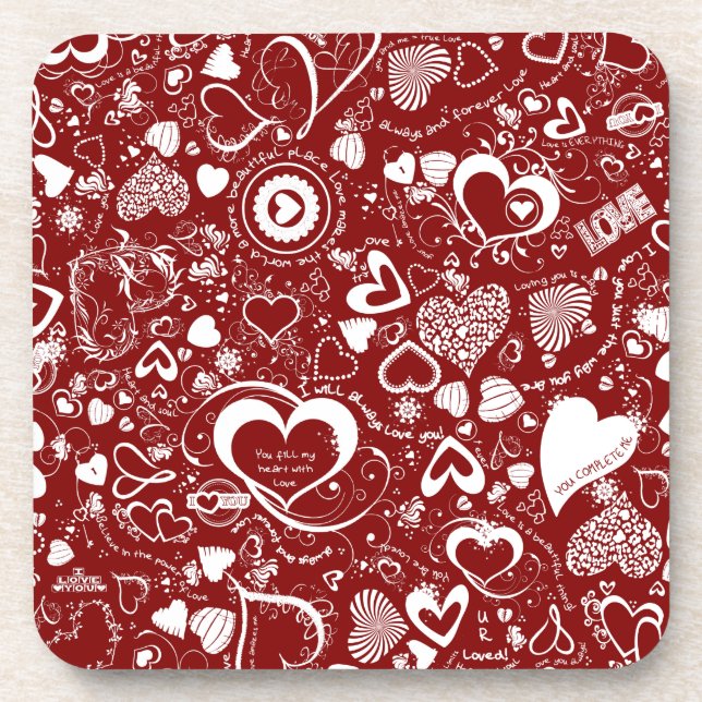 Liebe Doodles Untersetzer (Vorderseite)