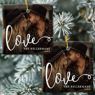 Liebe Doppelseitige Zwei-Foto Keramikornament