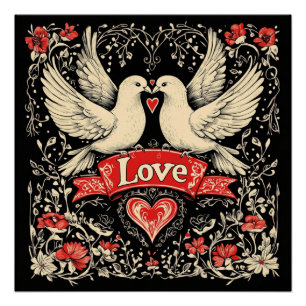 Liebe Doves Design Poster