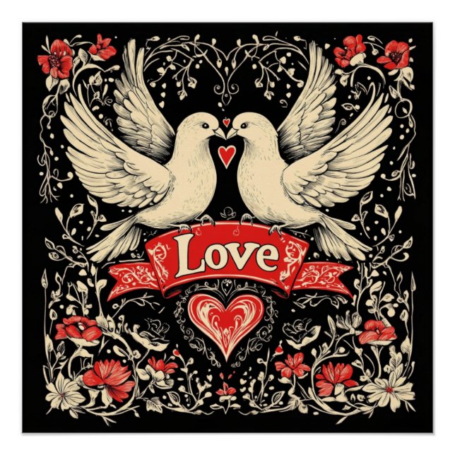 Liebe Doves Design Poster (Vorderseite)