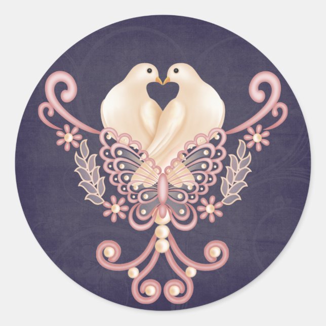 Liebe Doves Runder Aufkleber (Vorderseite)