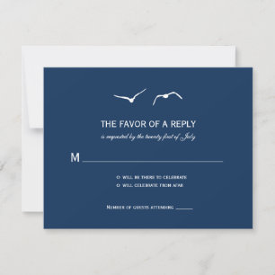 Liebe Doves Wedding RSVP Cards - Marine Karte