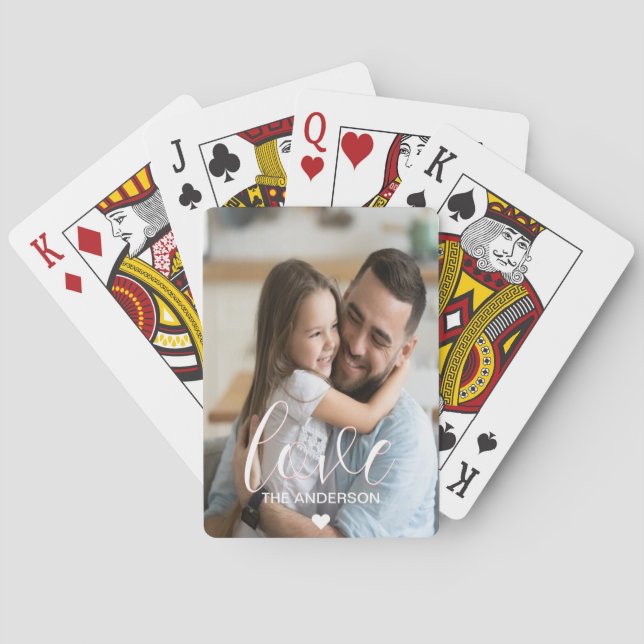 Liebe Drehbuch und Family Foto Modernes Design Spielkarten (Rückseite)