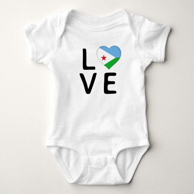 Liebe - Dschibuti-Flagge Baby Strampler (Vorderseite)