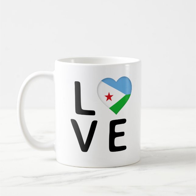 Liebe - Dschibuti-Flagge Kaffeetasse (Links)