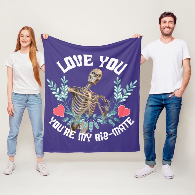 Liebe du, du bist mein Rib Mate Skelett Valentine Fleecedecke (Beispiel)
