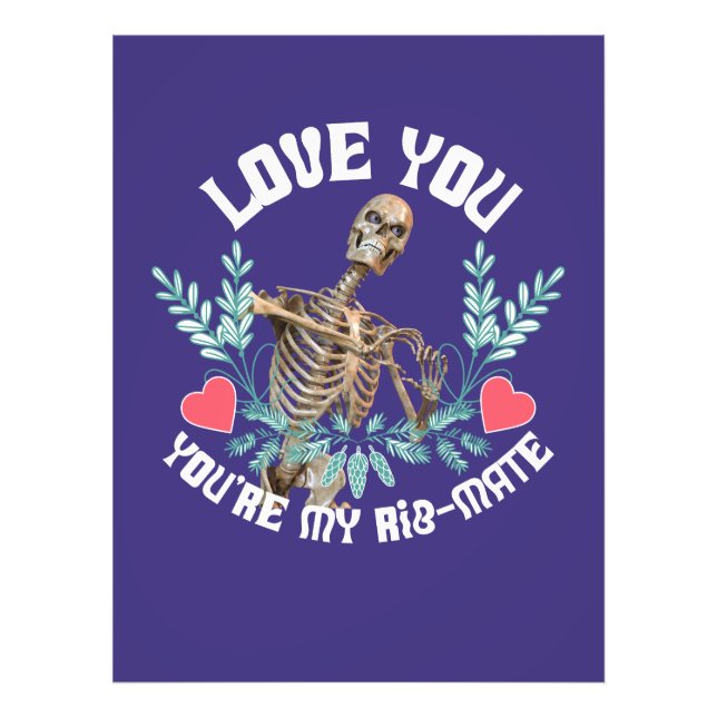 Liebe du, du bist mein Rib Mate Skelett Valentine Fotodruck (Vorne)