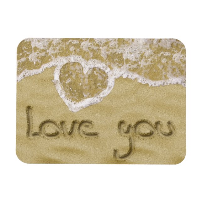 "Liebe du" In Sand geschriebenes Herz Magnet (Horizontal)