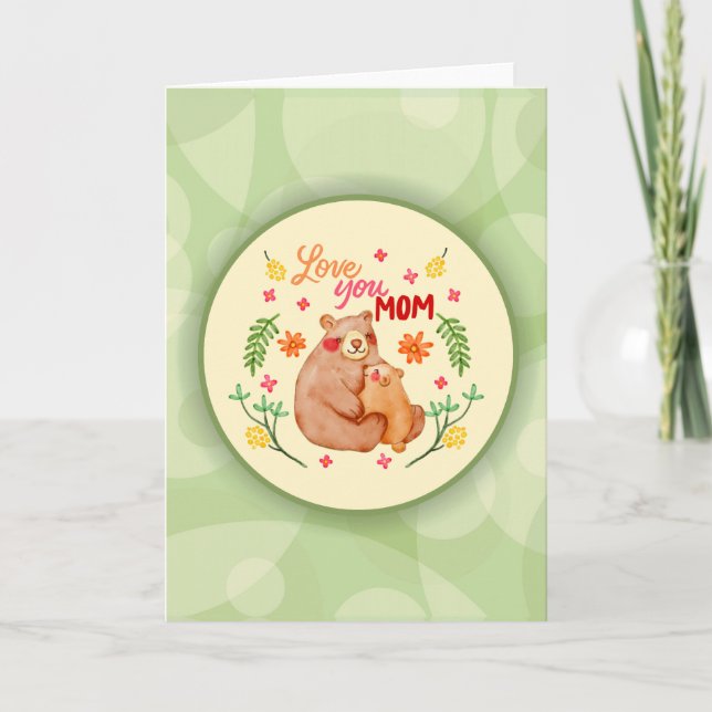Liebe Du Mama - Mama Bear and Cub Mother Day Karte (Vorderseite)