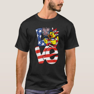 Liebe Duck Patriotic American Flag Niedliche Ente T-Shirt