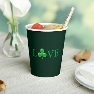 Liebe dunkel Green Irish Kleeblatt St. Patrick's D Pappbecher