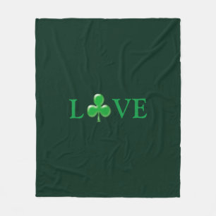 Liebe dunkelgrün Irisches Clover Kleeblatt niedlic Fleecedecke