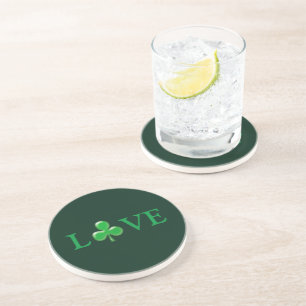 Liebe dunkle grüne Clover Kleeblatt St. Patrick's Getränkeuntersetzer