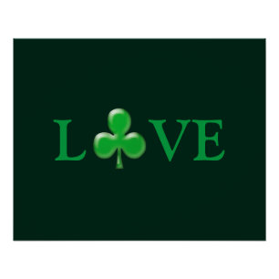 Liebe dunkle grüne Clover Kleeblatt St. Patrick's Poster