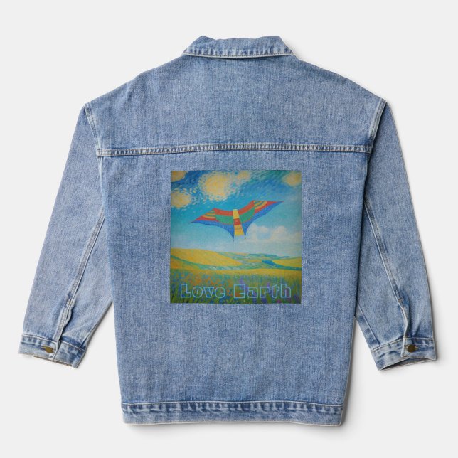 Liebe Earth AI Art Kite in Sky Jeansjacke (Rückseite)