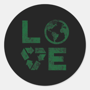 Liebe Earth Day 90s Vintag Gerecycelt Kinder oder  Runder Aufkleber