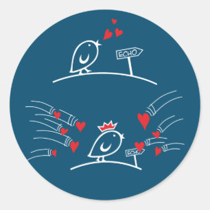 LIEBE ECHO - Comic Birds - Tweetlercools 2 Runder Aufkleber