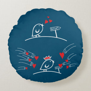 LIEBE ECHO - Comic Birds - Tweetlercools 2 Rundes Kissen