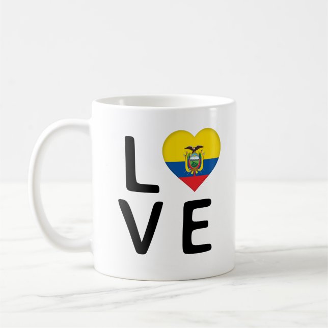 Liebe - Ecuador-Flagge Kaffeetasse (Links)